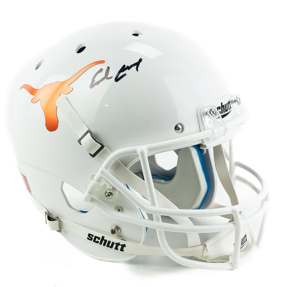 Earl Campbell Autographed Longhorn Helmet Beckett: Earl Campbell AUTOGRAPHED Texas Longhorn full size replica helmet. Mint condition with bold eye catching colors & decals perfectly accented with black felt tipped signature with Beckett authentication