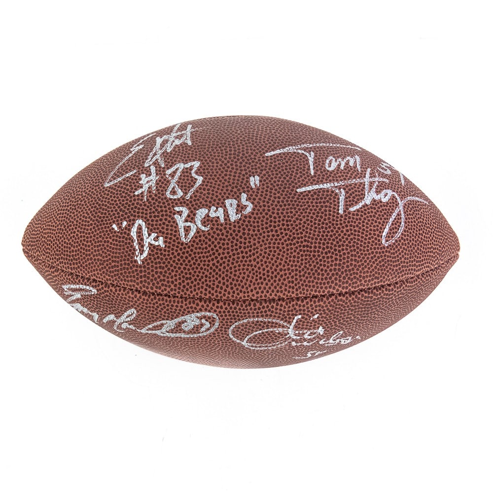 Gault, Thayer, Moorehead & Wilson Auto Football: Official Wilson NFL Touchdown football autographed by Chicago Bear fan favorites Willie Gault DA BEARS, Tom Thayer, Emery Moorehead & Ottis Wilson. Presents perfectly showcasing bold felt tipped silve