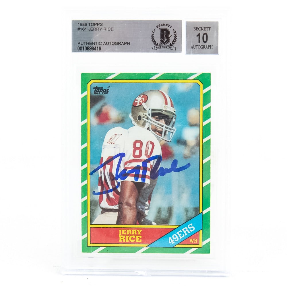 1986 Topps #161 Jerry Rice AUTO RC Beckett 10 (1 of 4)