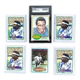 1976 Topps #148 Walter Payton RC & (5) AUTO Cards