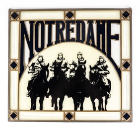 Notre Dame 4 Horsemen Frosted Painted Lead Window