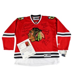 Blackhawks Legends Multiple Autographed Jersey JSA