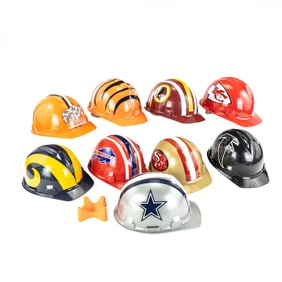 (8) Assorted NFL TEAM Hard Hats Bills Dawgs KC ++