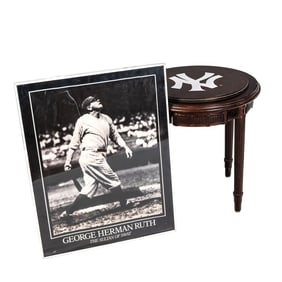 NY Yankees Memorial 3-D Coffee Table w Ruth Print