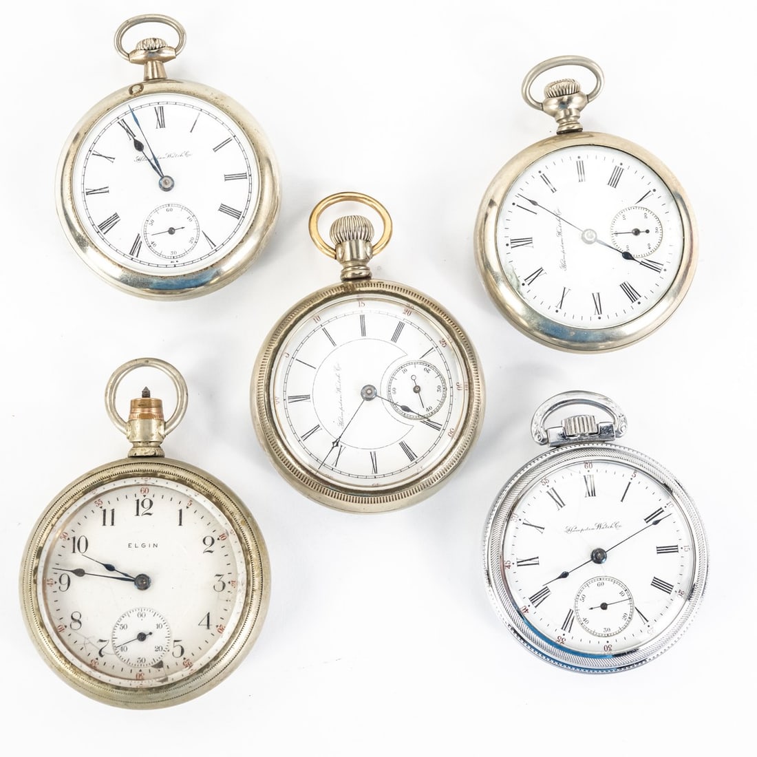 (5) Mens Elgin & Hampden Open Face Pocket Watches (1 of 7)