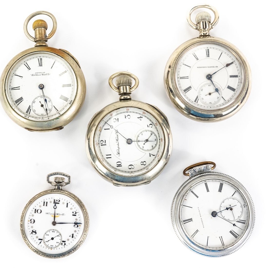 (5) American Waltham & Hampden Pocket Watches (1 of 10)