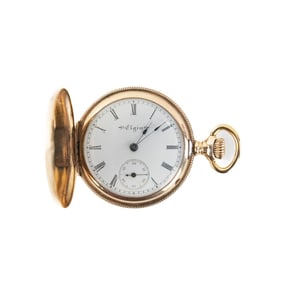 Ladies Elgin Fancy Dial Pocket Watch w 14k Hunter