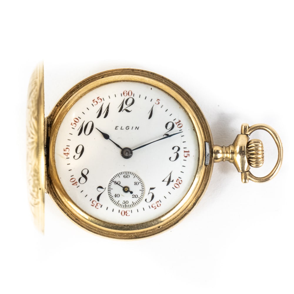 Lady Elgin Fancy Dial Pocket Watch 14k Hunters (1 of 13)