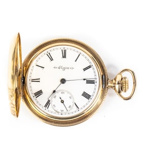 Ladies Elgin Fancy Dial Pocket Watch w 14k GF Case