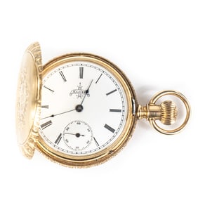Ladies Elgin Fancy Dial Pocket Watch w 14k GF Case