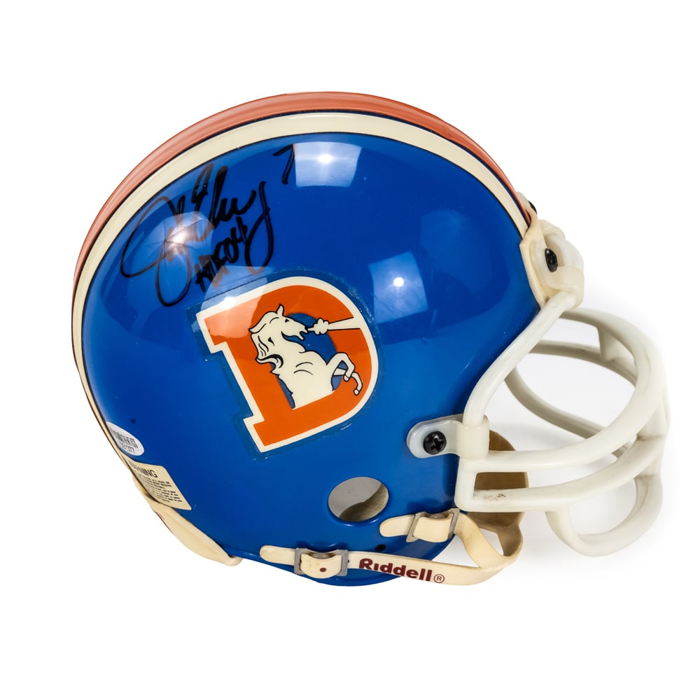 John Elway Autographed Denver Broncos Mini Helmet (1 of 8)