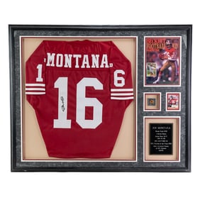 Framed Joe Montana Autographed Jersey Display