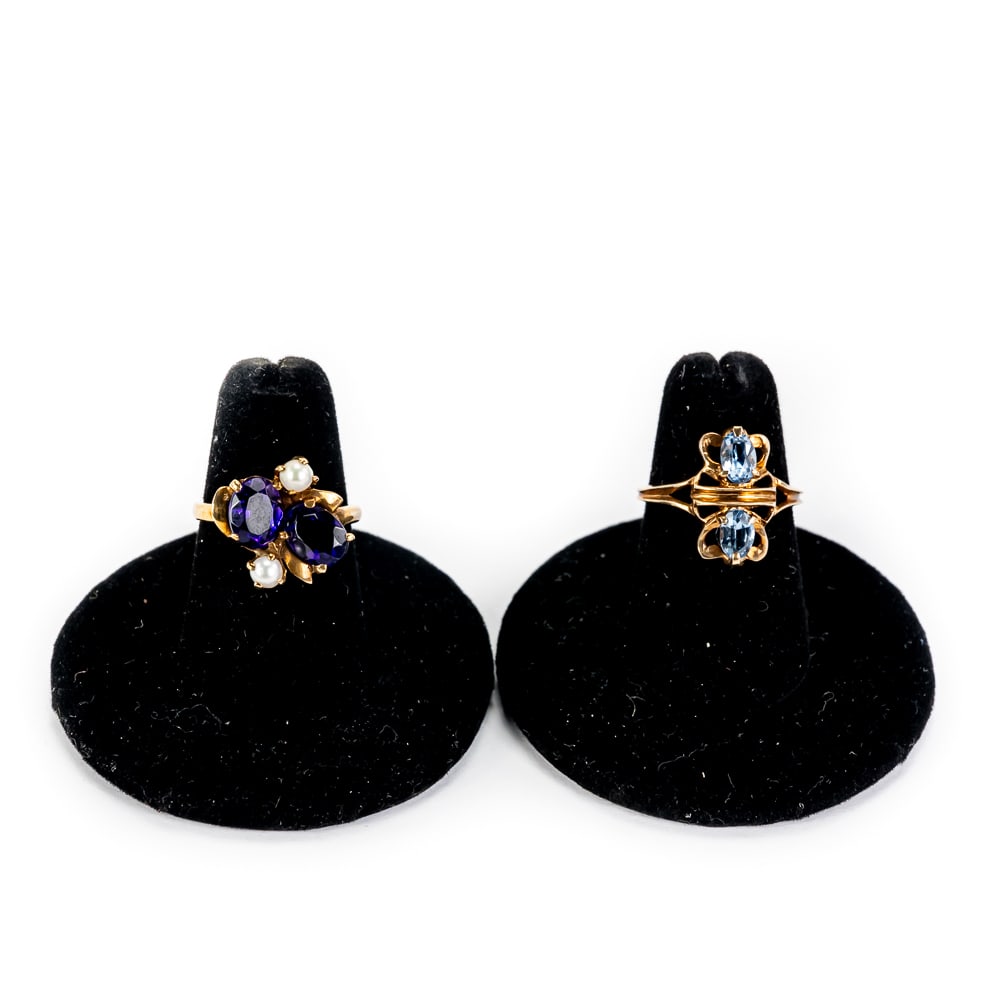 Pair of Ladies10k Gold Gemstone Cocktail Rings (1 of 13)