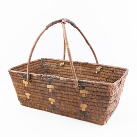 1920s Salish Polychrome Burden Basket