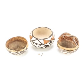 3 Small Pots-Acoma, Isleta, Wedding Pot-Published