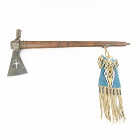 N. Plains Pipe Tomahawk w/ Sioux Beaded Drop 1890s