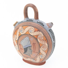 Mexican Tourist Terracotta Askos Flask