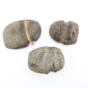 Three Prehistoric Stone Grooved Axes-North America