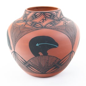 Acoma Pueblo Signed K.S. Chavez Bear Pottery Jar