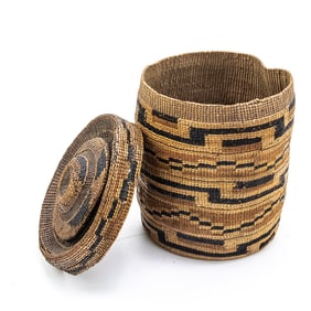 1920s NW Washington Tlingit Rattle-Top Basket