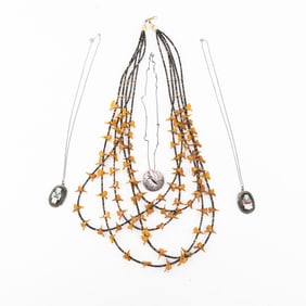 4 Stand Native American Fetish & Sterling Necklace