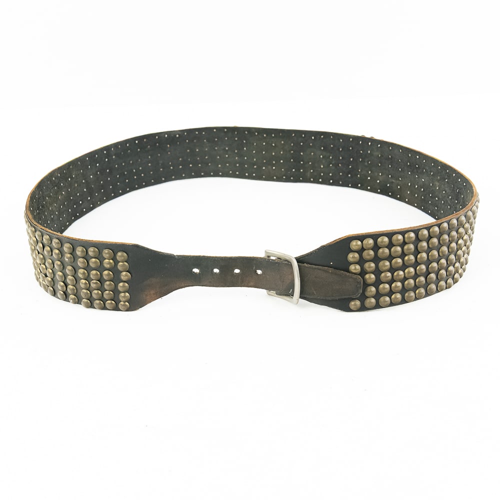 Brass Studded Leather Belt w/Replacement Buckle (1 of 10)