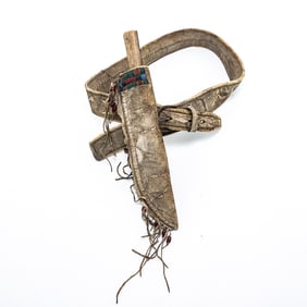 Leather Belt w/Knife & Beaded Knife Sheath