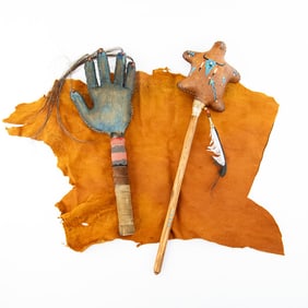 Native American Ceremonial Dance Rattles Pair