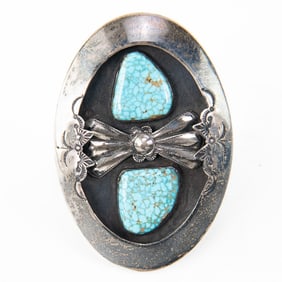 Antique Navajo Sterling & Turquoise Cuff Bracelet