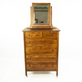Arts & Crafts Oak Highboy Dresser