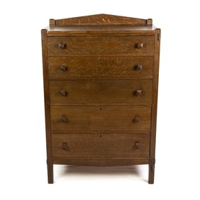 Arts & Crafts Oak High Chest