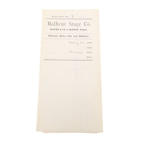 Malheur Stage Way-Bill No. 7 Stagecoach