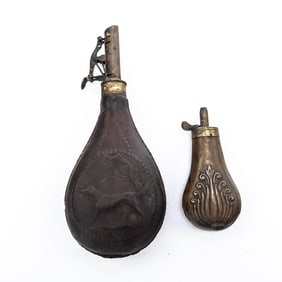 Mid-19th C. Powder Shot Flasks For Rifle& Pistol