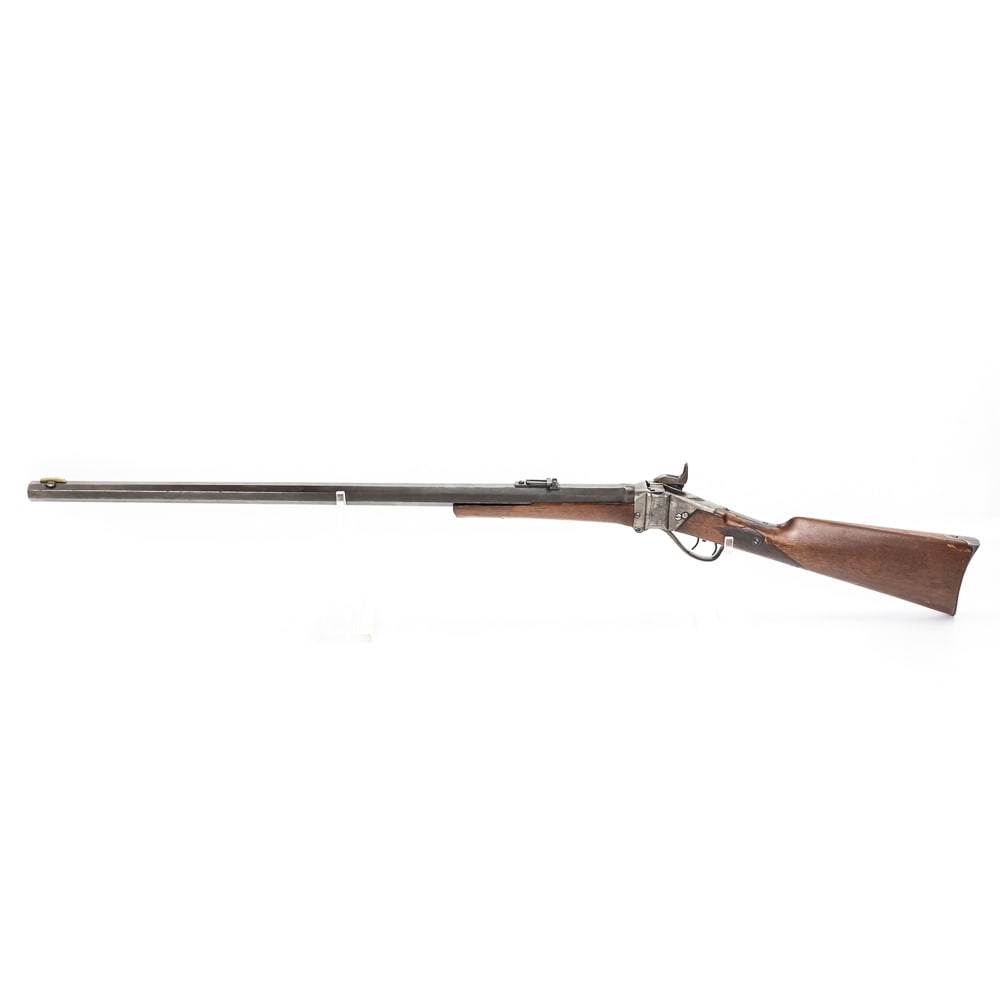 1874 Sharps Rifle .45-70 C, 44553 (A): Produced by C. Sharps Rifle Company, this is one of the most famous single shot rifles of the American West. This is a falling block, breech-loading rifle with serial number “C, 44553” stamped in
