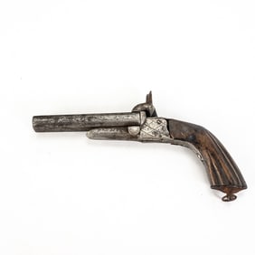 19th Century Double Barrel Pinfire Pocket Pistol