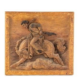 Dee Flagg Cowboy Rider Wood Carving