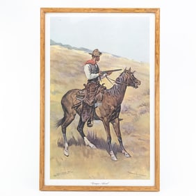 Framed Remington Print "Danger Ahead"