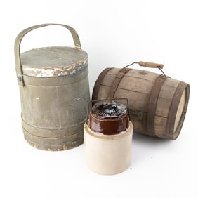 Western Stoneware & Wooden Primitives Lot