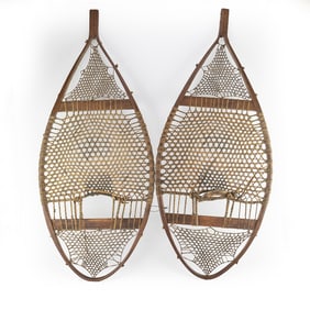 Vintage Traditional Wood Snowshoe Pair