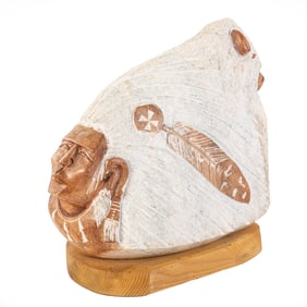 Indian Carved Stone Sculpture Signed "HKEITH"