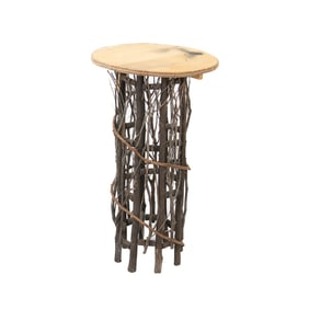 Rustic Twig Folk Art Pedestal Table