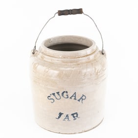 Antique Salt-Glazed Sugar Jar Crock