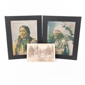 Indian Camp Cabinet Card & 2 Chief Lithos