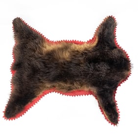 Large Brown Bear Rug with Red Felt Backer