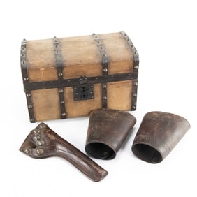 Leather Holster & Pair of Cuffs & Trunk