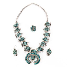 SBL Squash Blossom Necklace Earrings & JS Ring