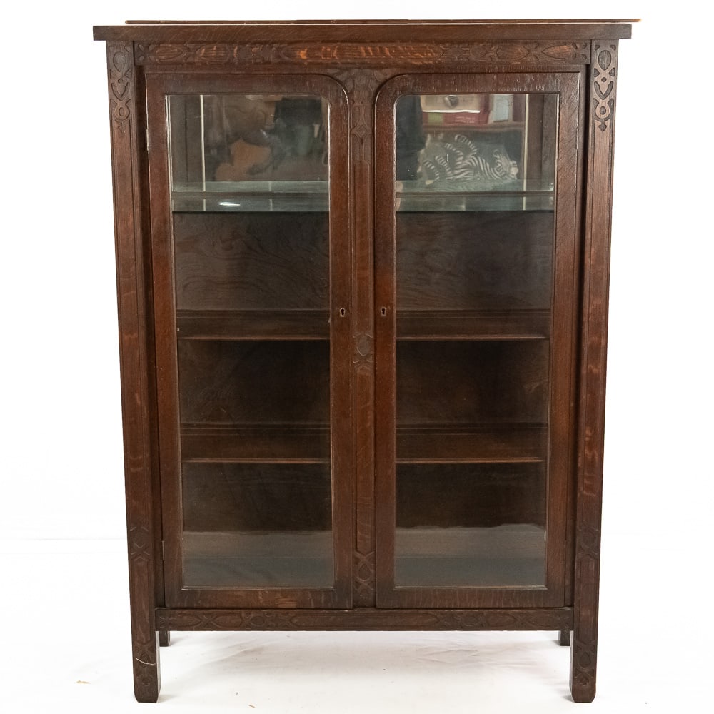 Arts & Crafts Oak Display Cabinet With 3 Shelves (1 of 20)