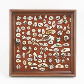 Hand Painted Aviary Theme Antler Scrimshaw Display