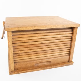 Vintage Oak Roll Top Table Top Cabinet