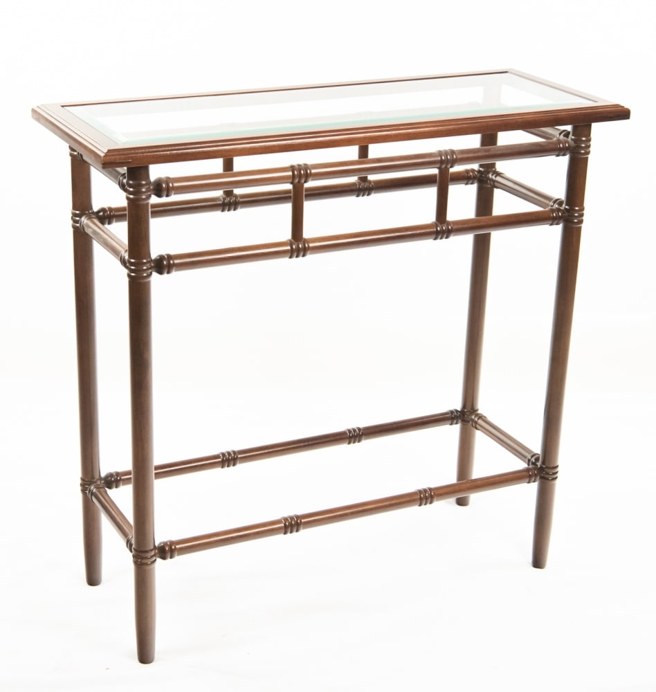 Vintage Bombay Co Mahogany Glass Top Accent Table (1 of 6)